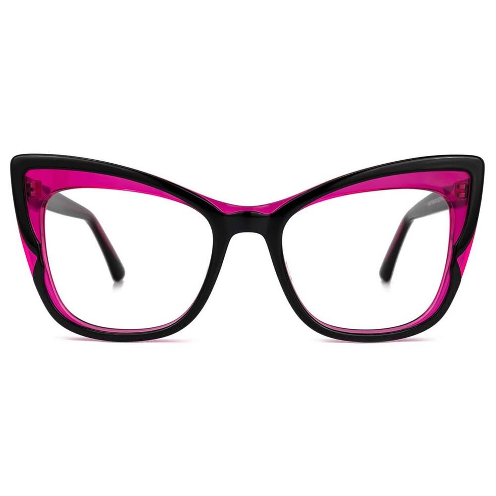 Cadenza Butterfly Black Hot Pink Acetate Eyeglasses Frames Clear Lenses